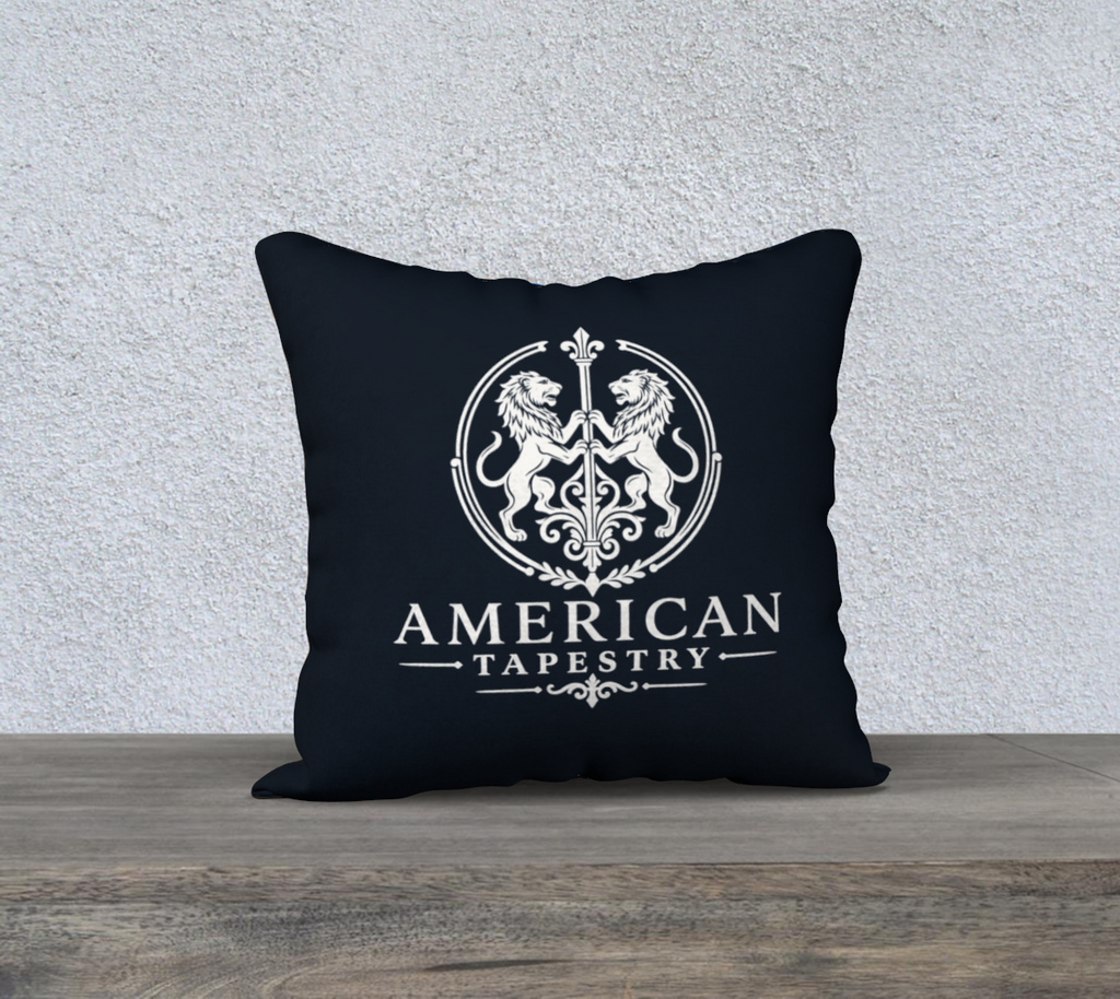 18″ Square Canvas or Cotton Canvas Pillowcase — USS Constitution — Back Emblem in White on Deep Navy