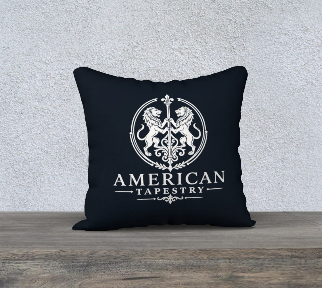 18″ Square Canvas or Cotton Canvas Pillowcase — USS Constitution — Back Emblem in White on Deep Navy