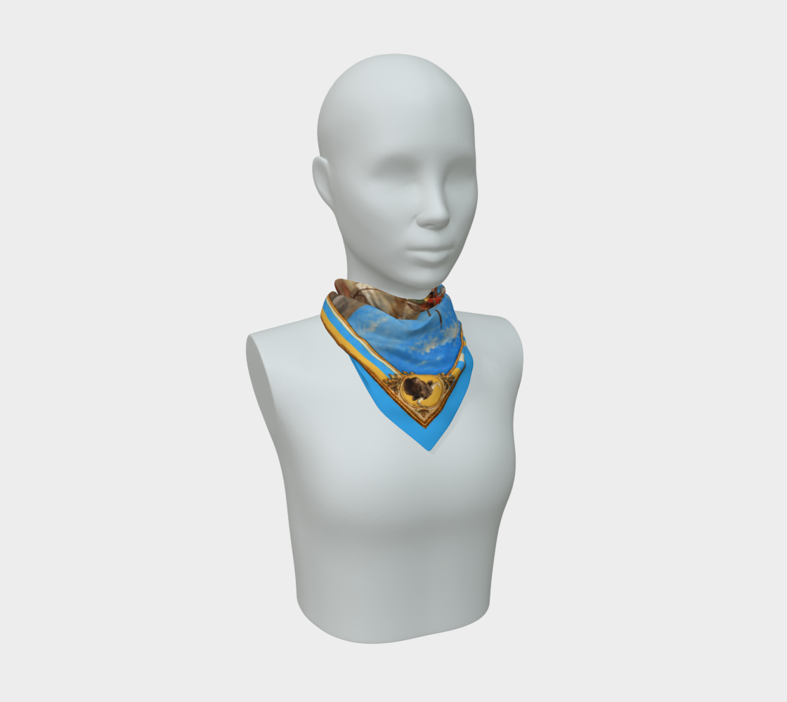 The Matador Collection-100% Silk Scarf-Yellow Bull Cameo with Sky Blue