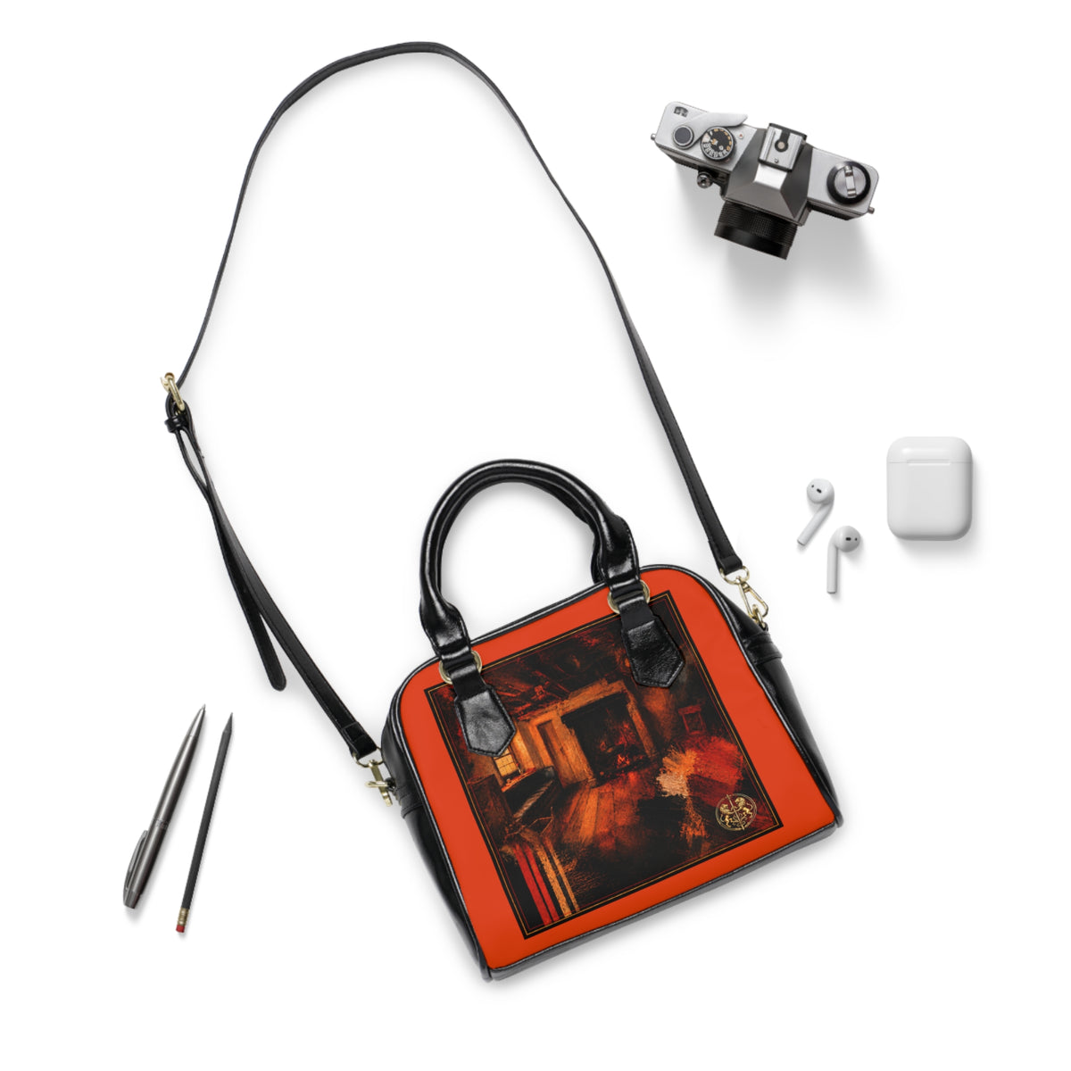 Satchel Bag — Interior Scene — Sunrise Ombré with Orange