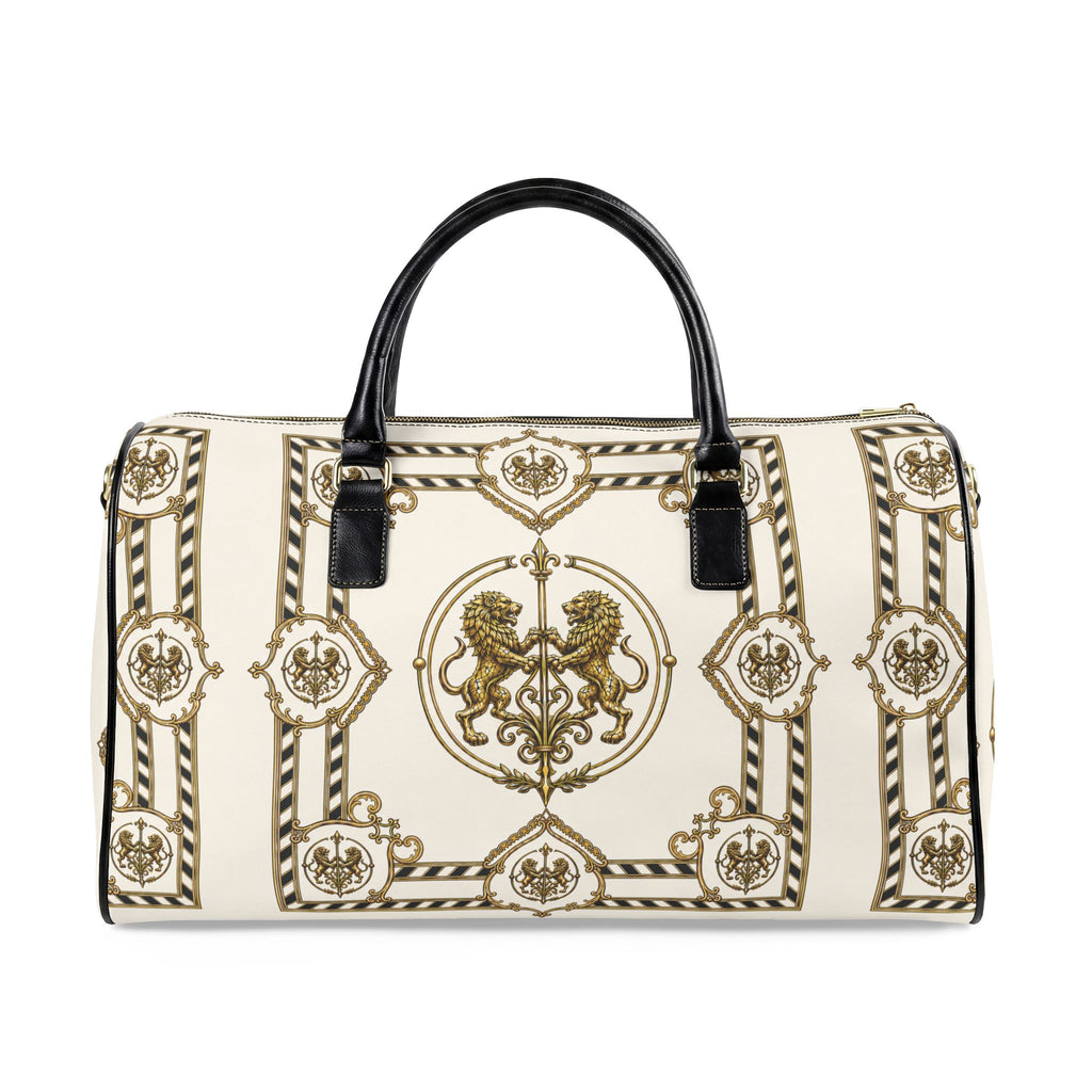 Barrel Bag — Inspired by Louis C. Tiffany (1848–1933) and a French Teacup and Saucer — Gold Lions on Antique White