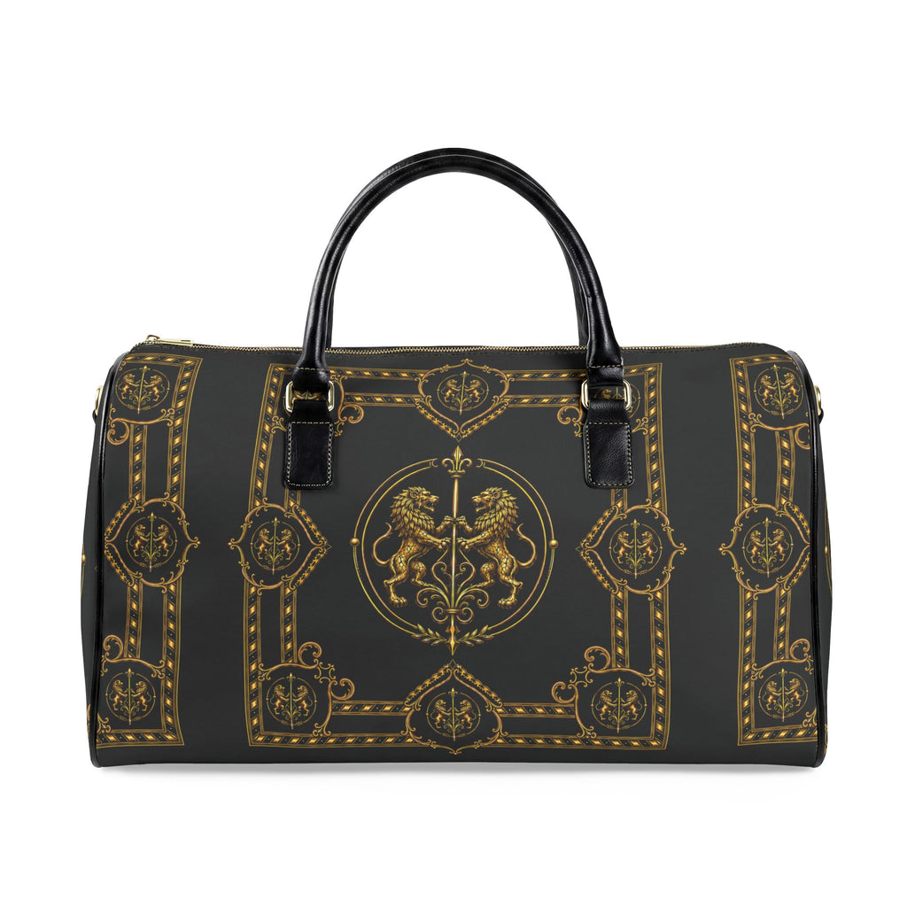 Barrel Bag — Inspired by Louis C. Tiffany (1848–1933) and a French Teacup and Saucer — Gold Lions on Black