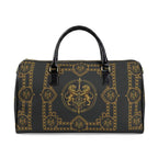 Barrel Bag — Inspired by Louis C. Tiffany (1848–1933) and a French Teacup and Saucer — Gold Lions on Black