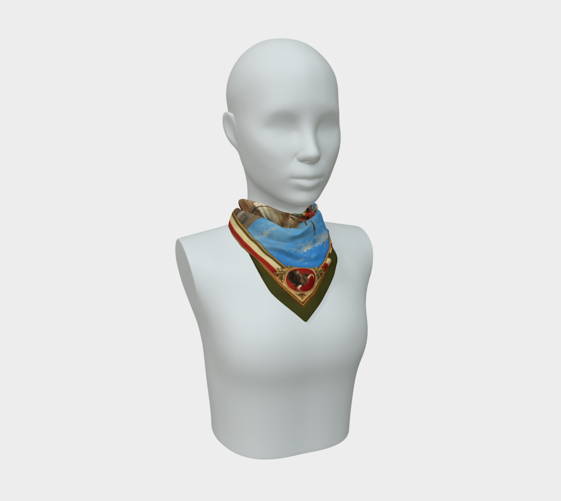 The Matador Collection-100% Silk Scarf-Red Cameo Bulls with Olive