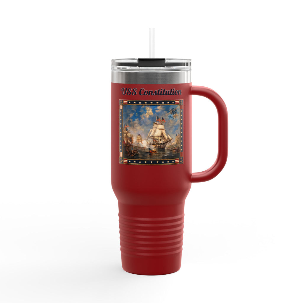 40 oz Insulated Travel Mug — USS Constitution — Multiple Colors in Black Text