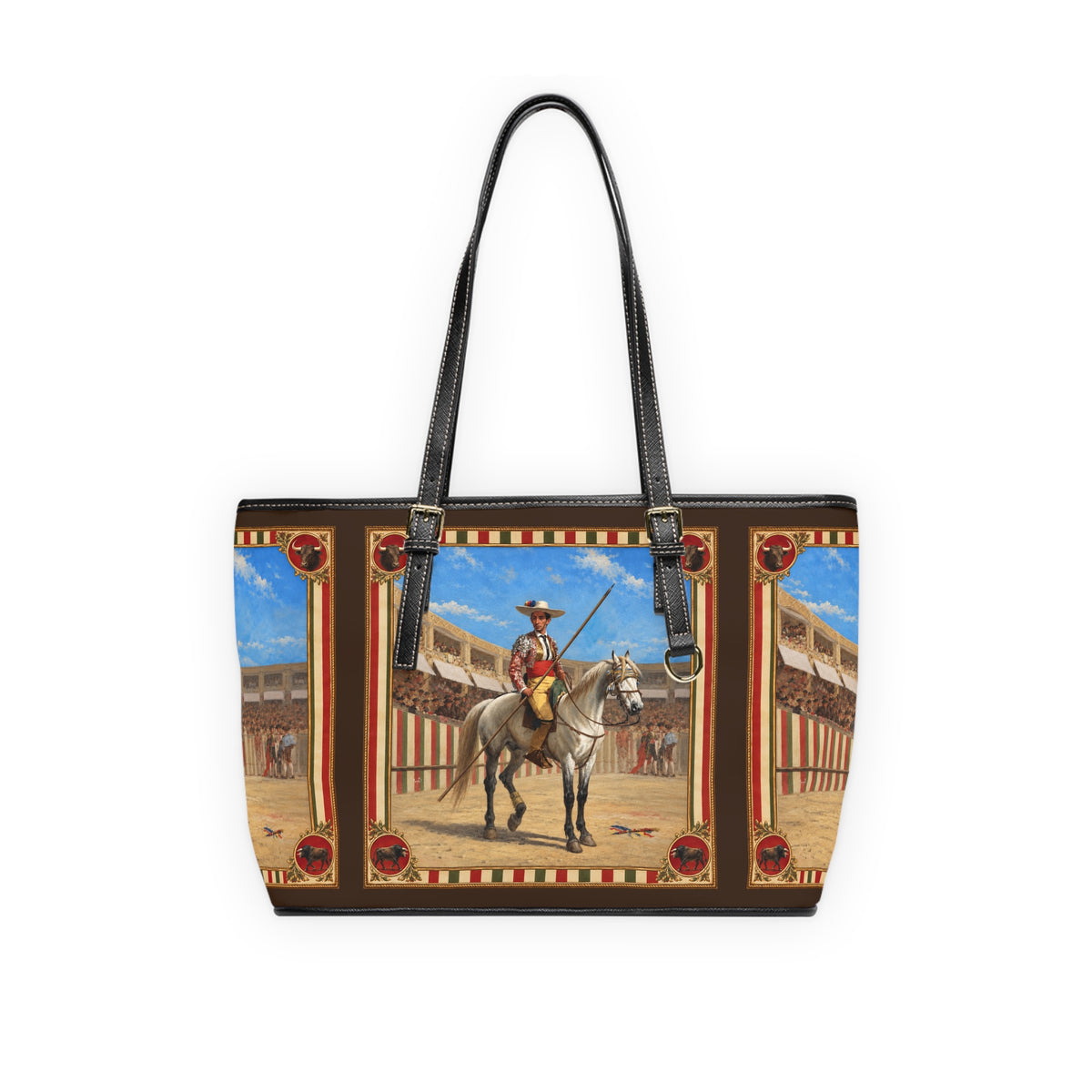 The Matador Collection-Tote-Red Cameo Bull with Brown