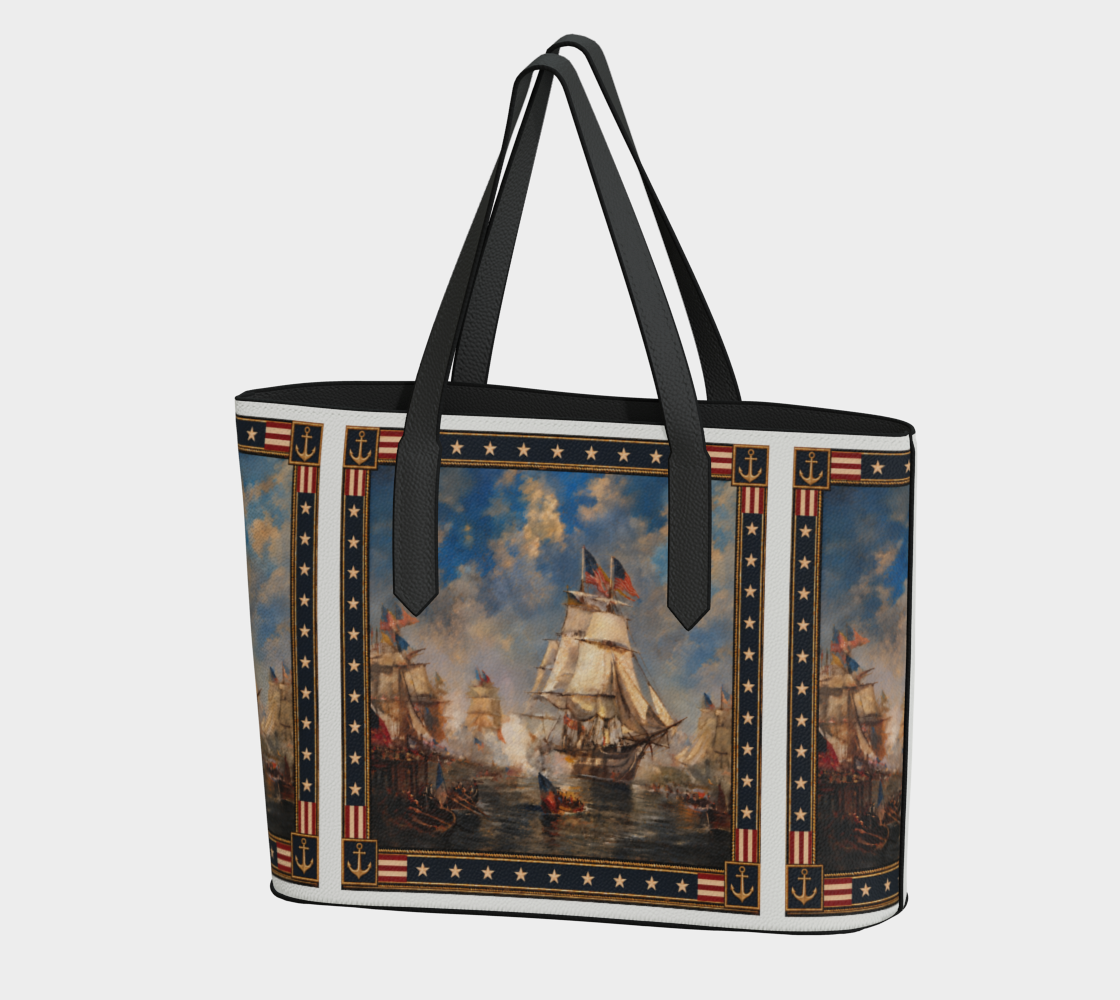 Tote — Return of the Constitution with White and Back Emblem in Crimson