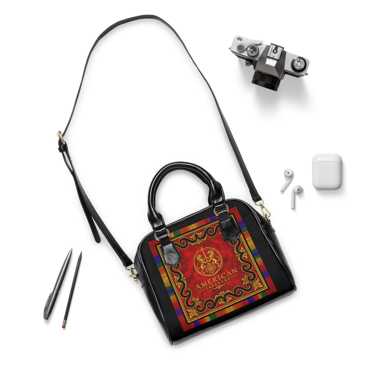 Satchel Bag — Filling the Powder Horn — Original Multicolored on Red