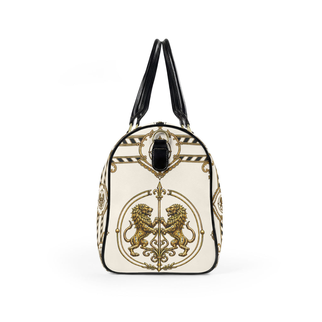 Barrel Bag — Inspired by Louis C. Tiffany (1848–1933) and a French Teacup and Saucer — Gold Lions on Antique White