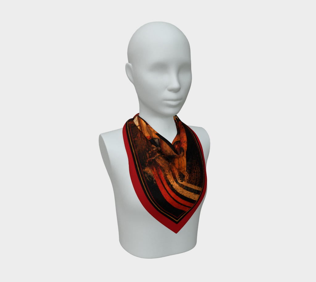 100% Silk Scarf — Interior Red — Sunrise Ombré with Red
