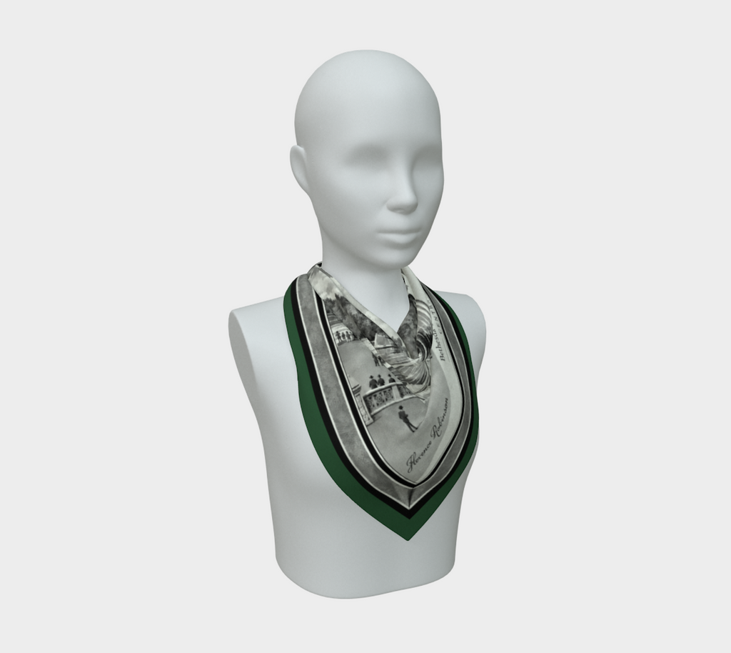 100% Silk Scarf — Bethesda Fountain, Central Park, NYC — Archival Green
