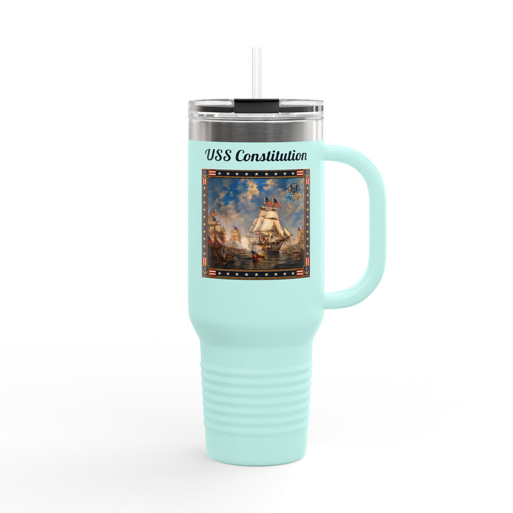 40 oz Insulated Travel Mug — USS Constitution — Multiple Colors in Black Text