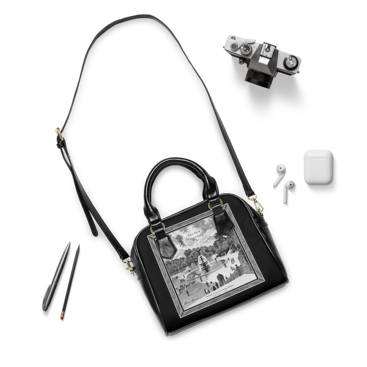 Satchel Bag— Bethesda Fountain, Central Park, NYC — Archival Black