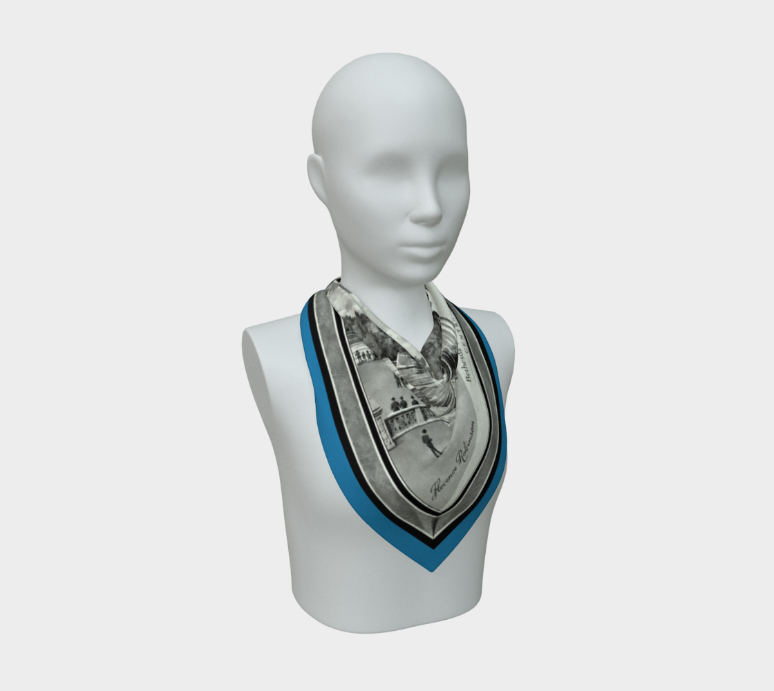 100% Silk Scarf — Bethesda Fountain, Central Park, NYC — Archival Blue
