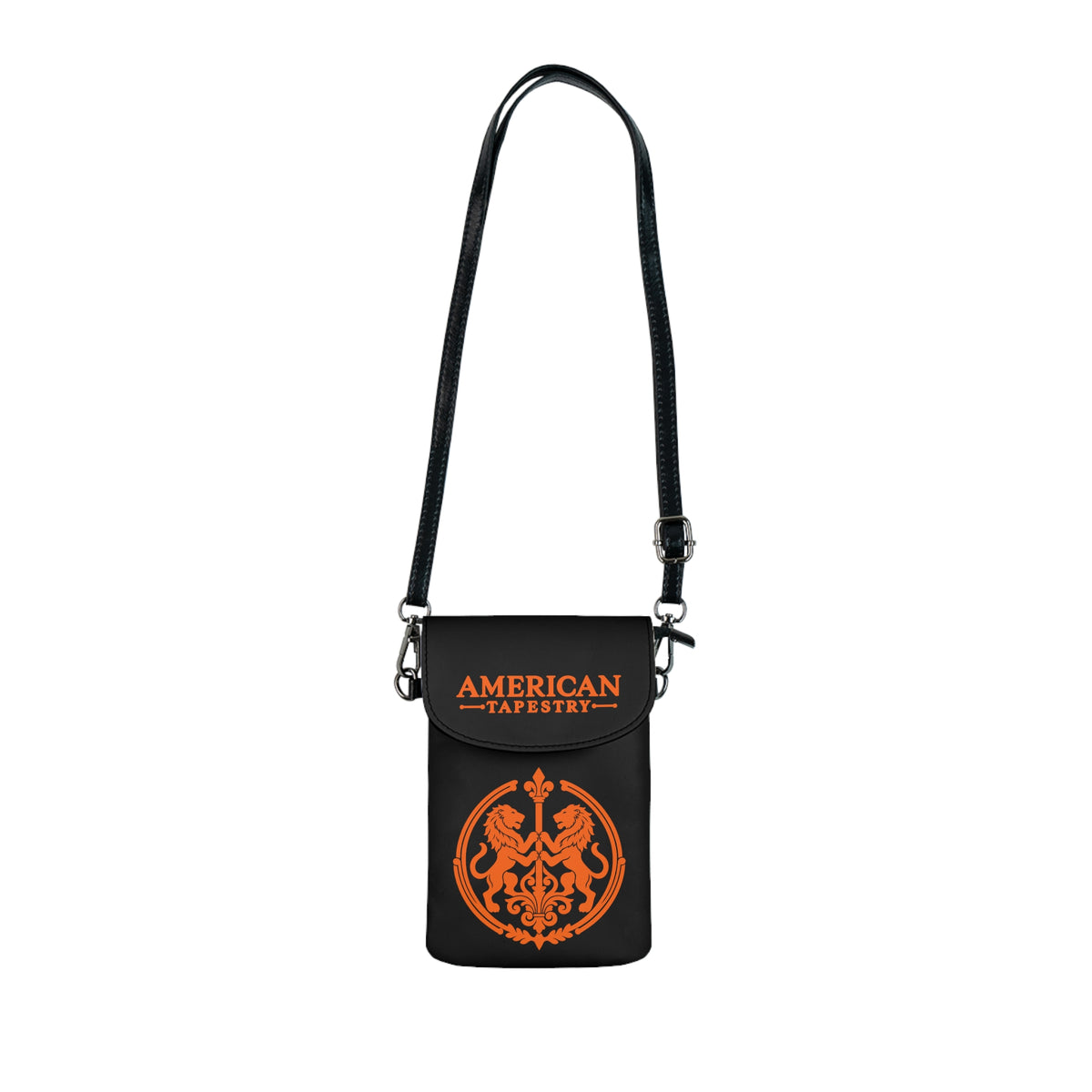 Crossbody Phone Case & Wallet — Rainbow Lions — Inspired by Louis C. Tiffany (1848–1933) — Orange