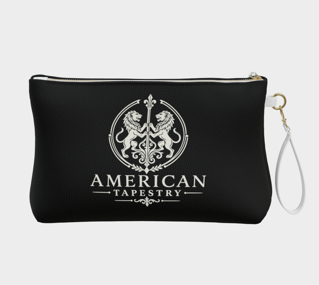 Large Wristlet Bag — Inspired by Louis C. Tiffany (1848–1933) — White Lions on Black