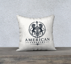 18″ Square Canvas or Cotton Canvas Pillowcase — USS Constitution with Border— Back Emblem in Deep Navy on White