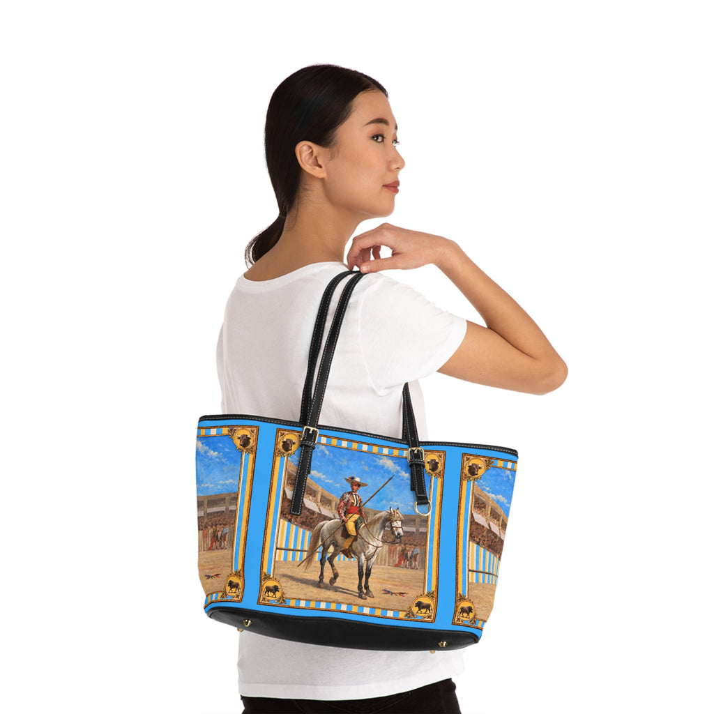 The Matador Collection-Tote-Yellow Cameo Bull-Sky Blue