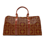 Duffle Bag — Inspired by Louis C. Tiffany (1848–1933) and a French Teacup and Saucer — Gold Lions on Cognac