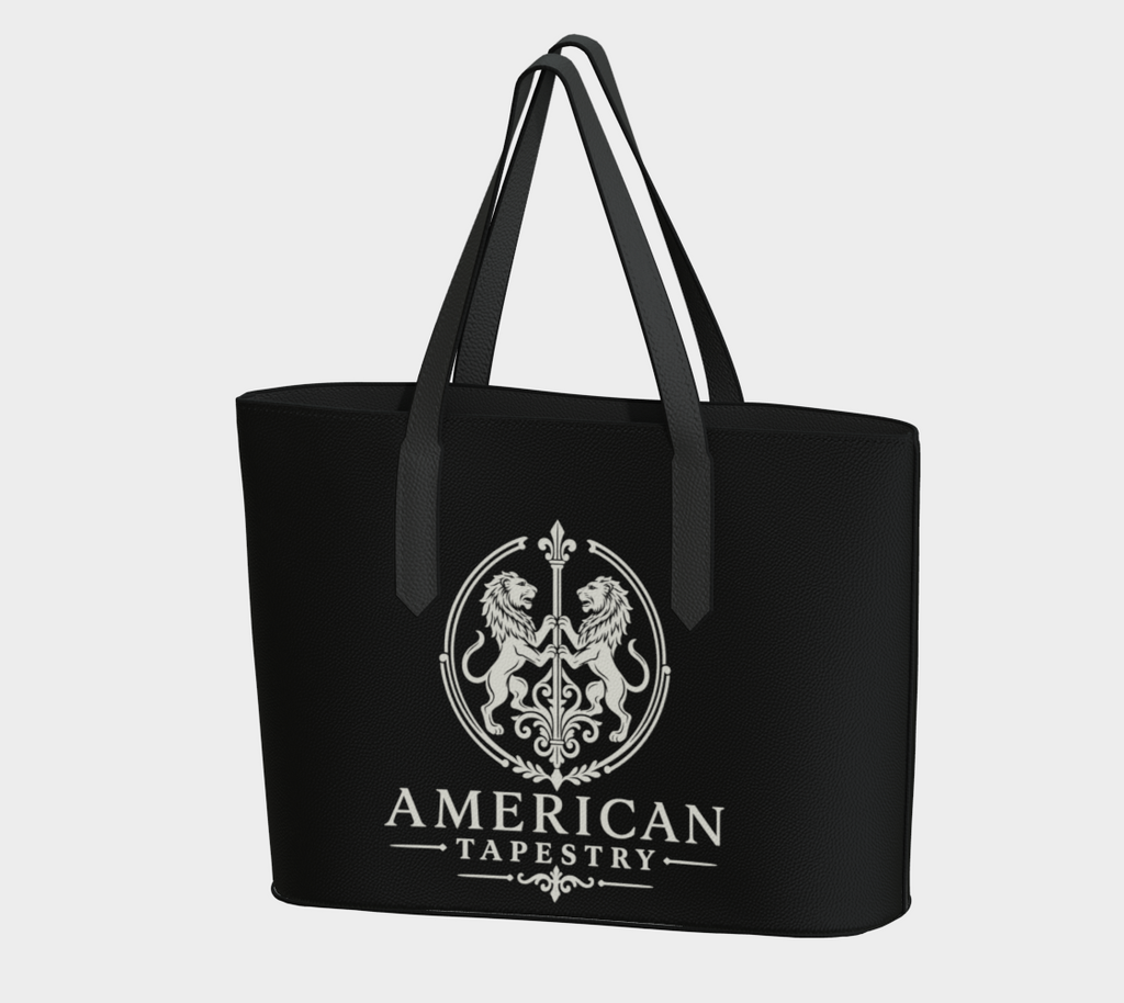 Tote — Inspired by Louis C. Tiffany (1848–1933) — White Lions on Black