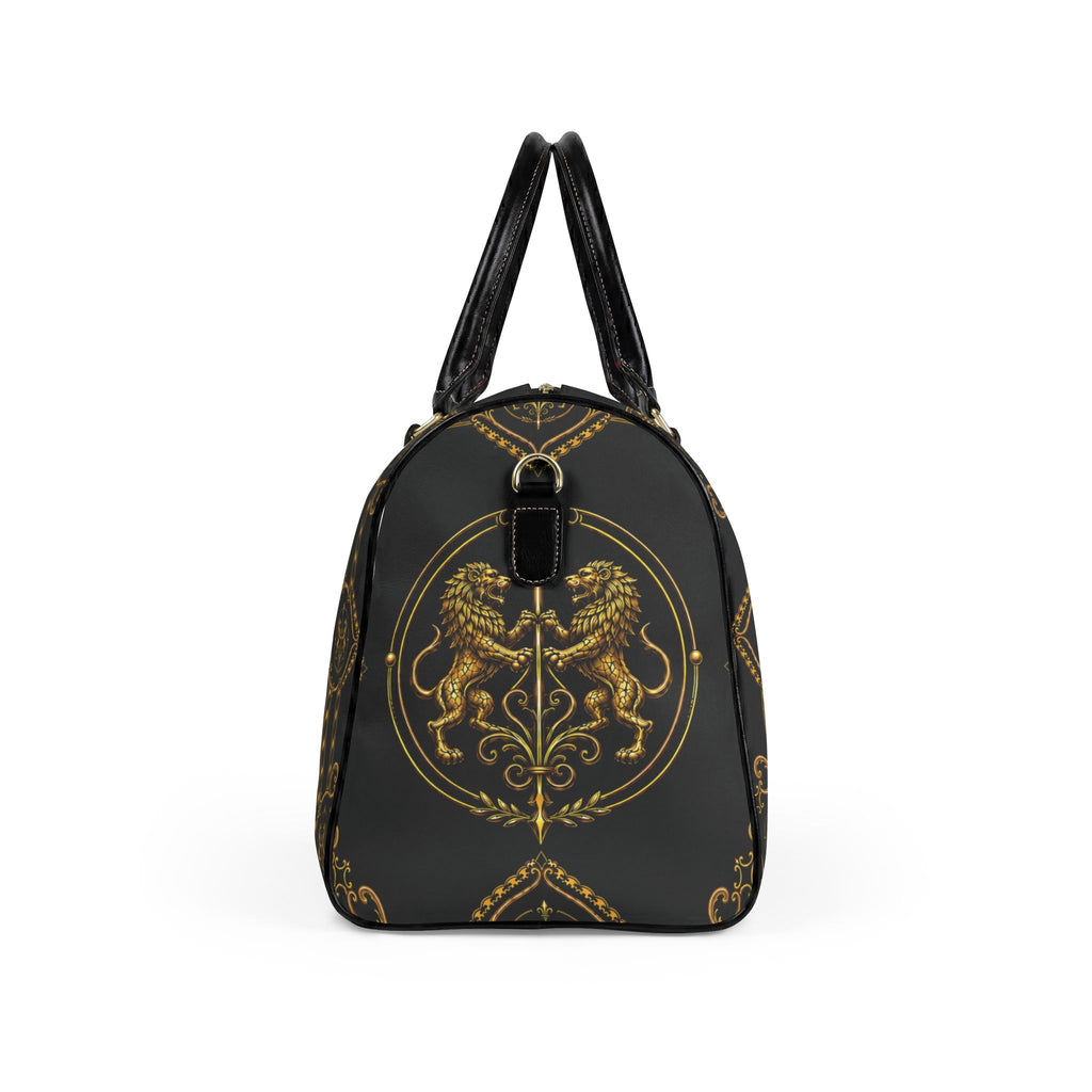 Barrel Bag — Inspired by Louis C. Tiffany (1848–1933) and a French Teacup and Saucer — Gold Lions on Black