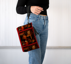 Large Wristlet Bag — Interior Scene — Sunrise Ombré with Red — Strap Options — Black or Ivory
