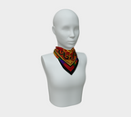 100% Silk Scarf — Filling the Powder Horn — Original Multicolored on Red