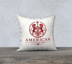 18″ Square Canvas or Cotton Canvas Pillowcase — USS Constitution with Border— Back Emblem in Crimson on White