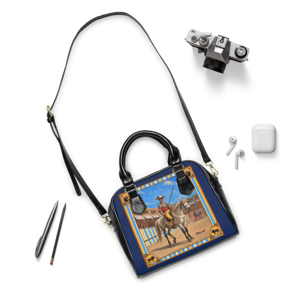 The Matador Collection-Satchel Bag-Yellow Bull Cameo with Navy
