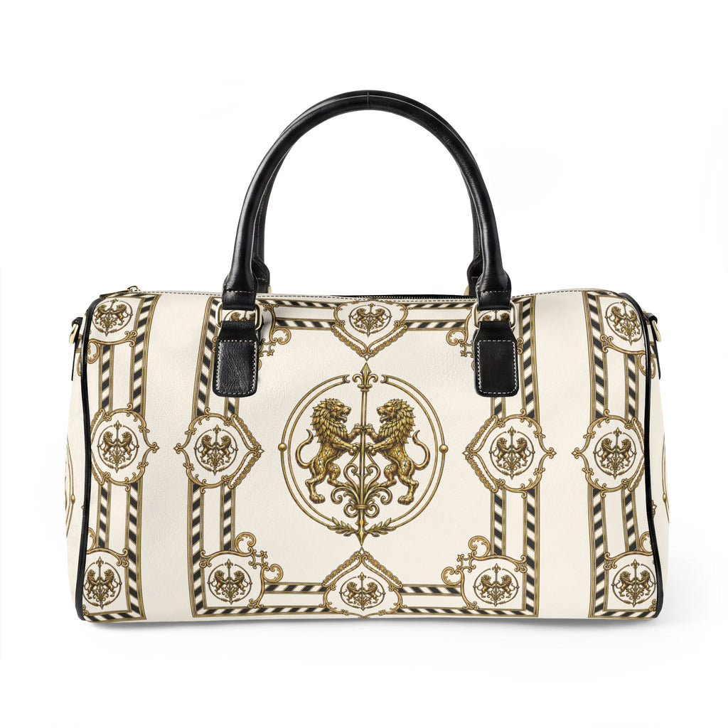 Barrel Bag — Inspired by Louis C. Tiffany (1848–1933) and a French Teacup and Saucer — Gold Lions on Antique White