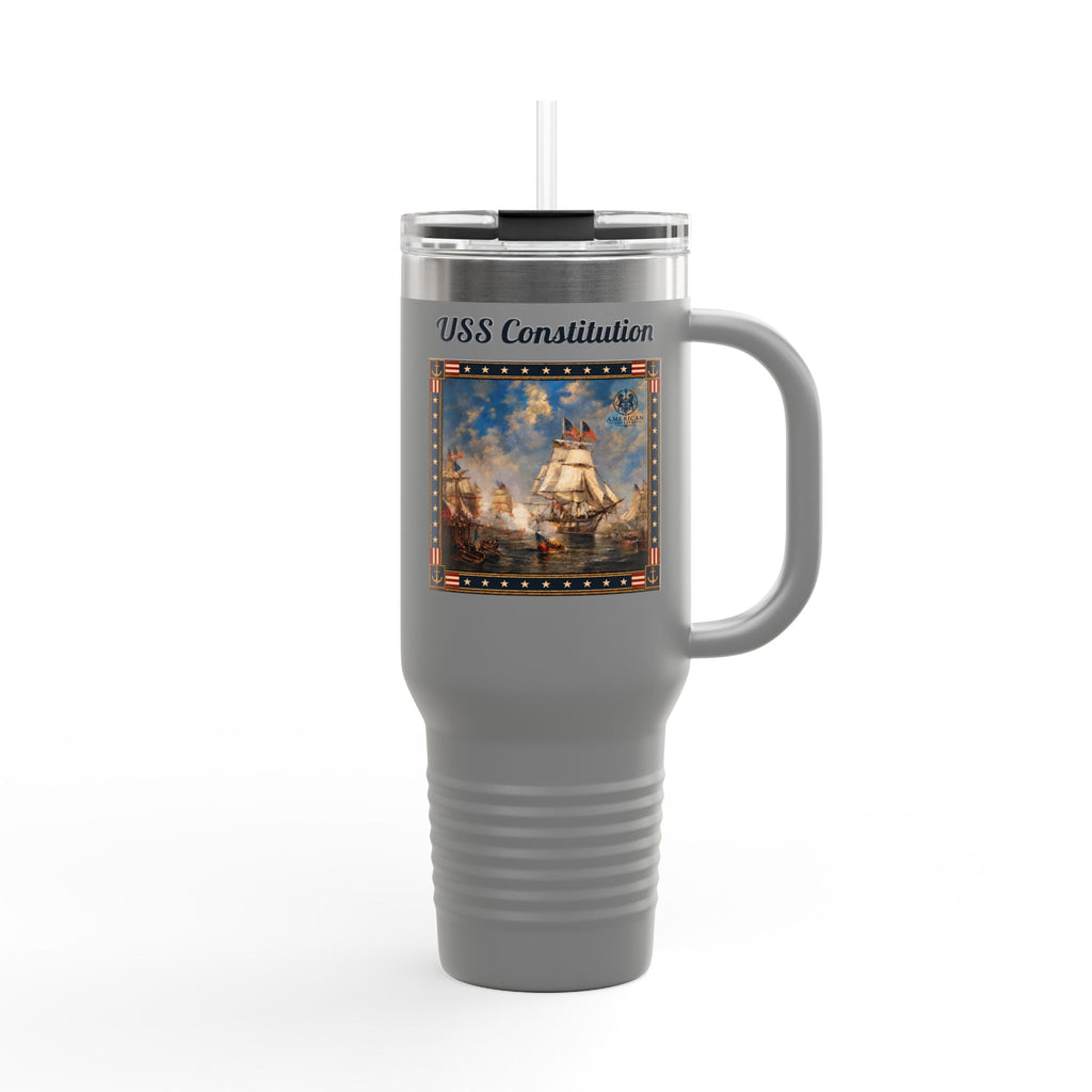 40 oz Insulated Travel Mug — USS Constitution — Multiple Colors in Black Text