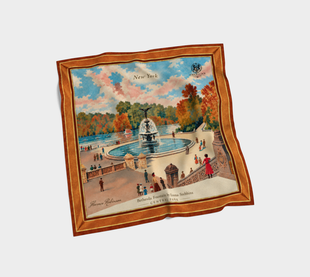 100% Silk Scarf — Bethesda Fountain, Central Park, NYC — Orange