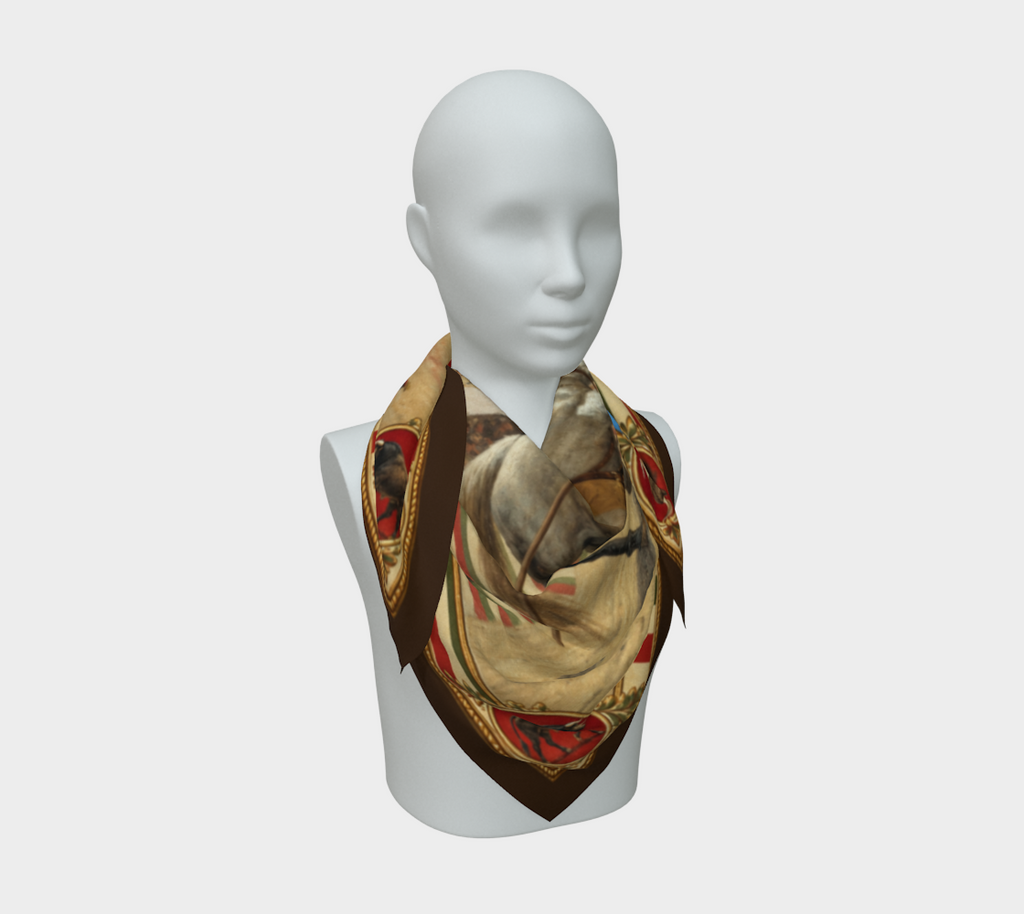 The Matador Collection-100% Silk Scarf-Red Cameo Bulls with Brown