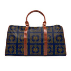 Duffle Bag — Inspired by Louis C. Tiffany (1848–1933) and a French Teacup and Saucer — Gold Lions on Navy