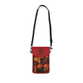 Crossbody Phone Case & Wallet Crossbody Bag — Interior Scene — Sunrise Ombré with Red