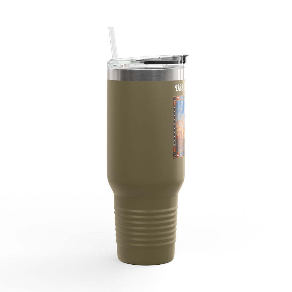 40 oz Insulated Travel Mug — USS Constitution — Multiple Colors in White Text