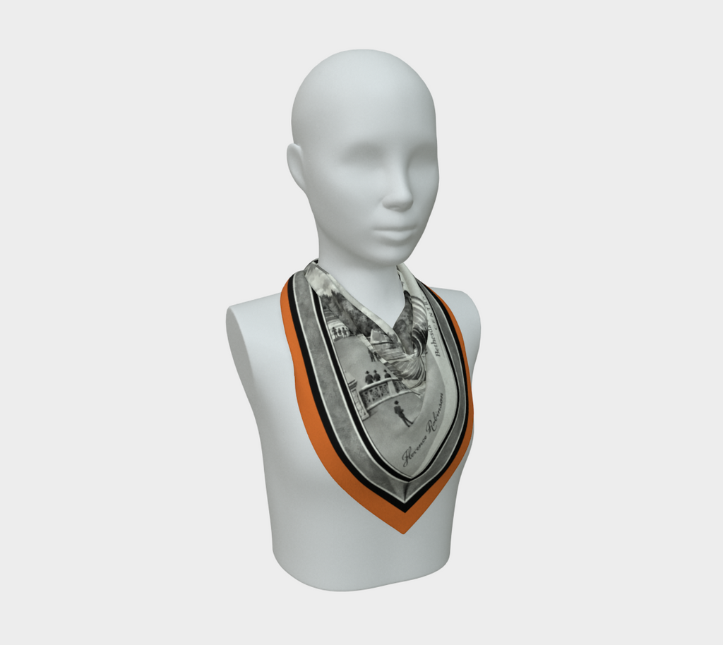 100% Silk Scarf — Bethesda Fountain, Central Park, NYC — Archival Orange