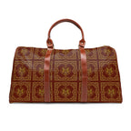 Duffle Bag — Inspired by Louis C. Tiffany (1848–1933) and a French Teacup and Saucer — Gold Lions on Cognac