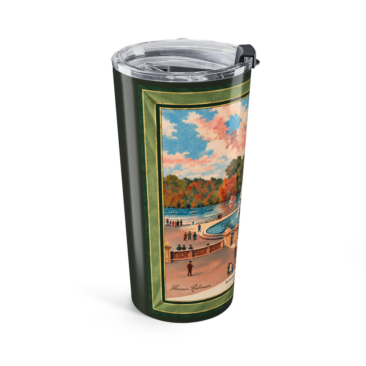 20 oz Steel Tumbler — Bethesda Fountain, Central Park, NYC — Green
