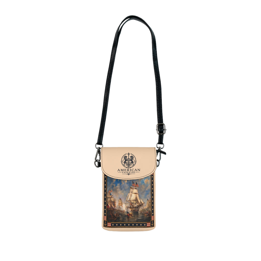 Crossbody Phone Case & Wallet Crossbody Bag — Return of the Constitution — Cream with Navy Emblem