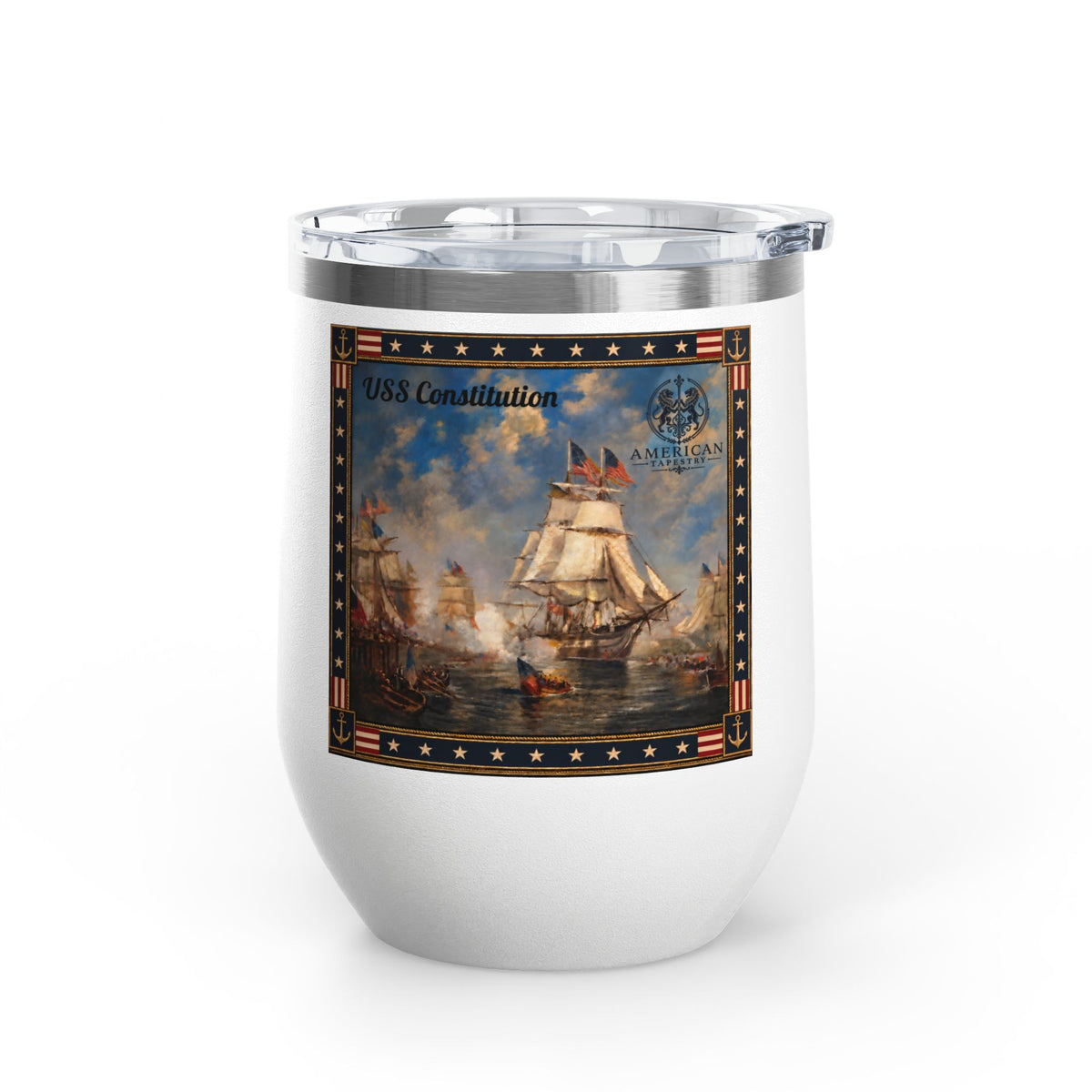 12oz Wine Tumbler — Return of the Constitution in White