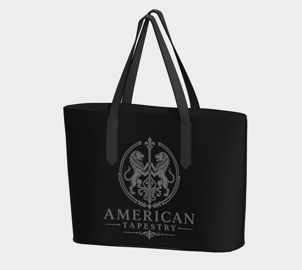 Tote — Inspired by Louis C. Tiffany (1848–1933) — Silver Gray Lions on Black