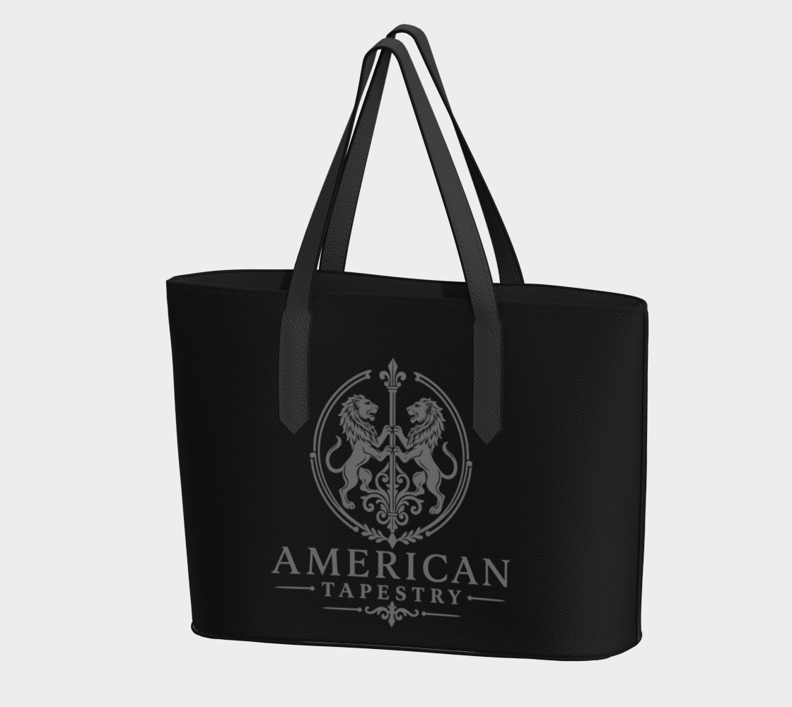 Tote — Inspired by Louis C. Tiffany (1848–1933) — Silver Gray Lions on Black