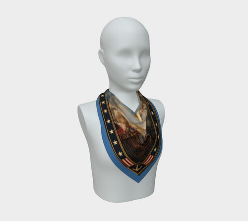 100% Silk Scarf — Return of the Constitution — Sky Blue Border