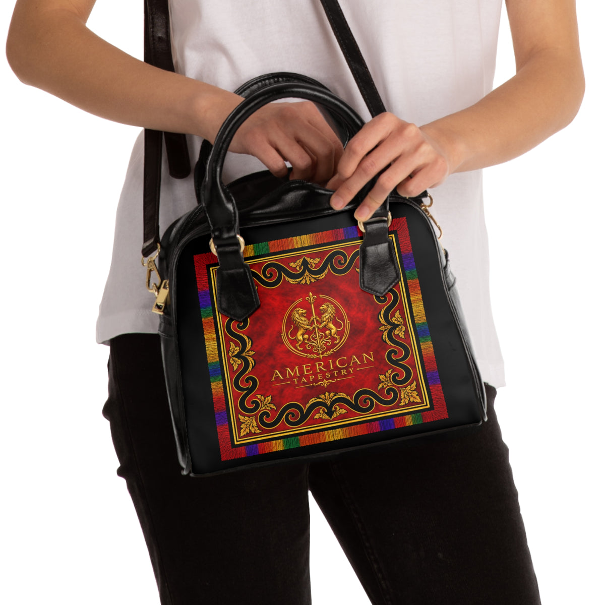 Satchel Bag — Filling the Powder Horn — Original Multicolored on Red