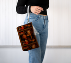 Large Wristlet Bag — Interior Scene — Sunrise Ombré with Brown — Strap Options — Black or Ivory