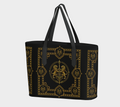Tote — Inspired by Louis C. Tiffany (1848–1933) and a French Teacup and Saucer — Gold Lions on Black