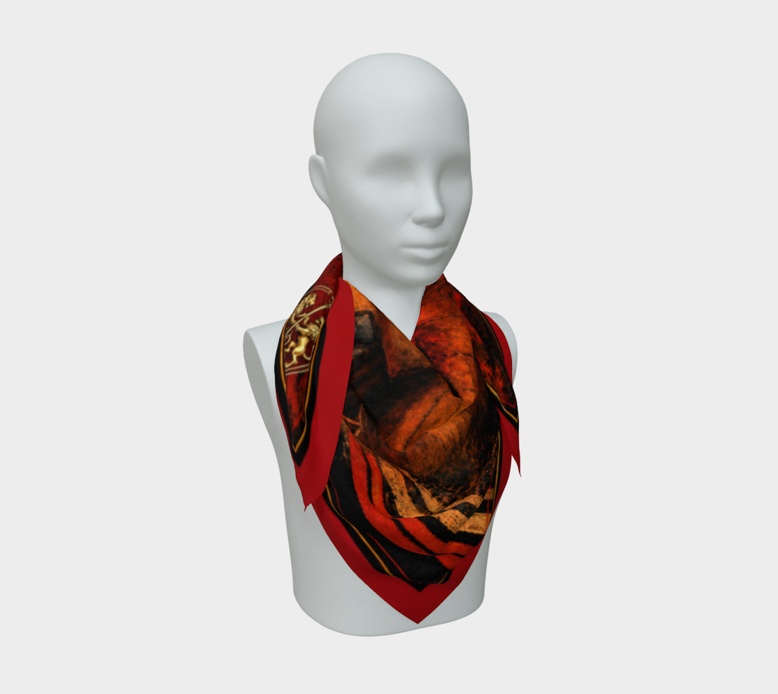 100% Silk Scarf — Interior Red — Sunrise Ombré with Red