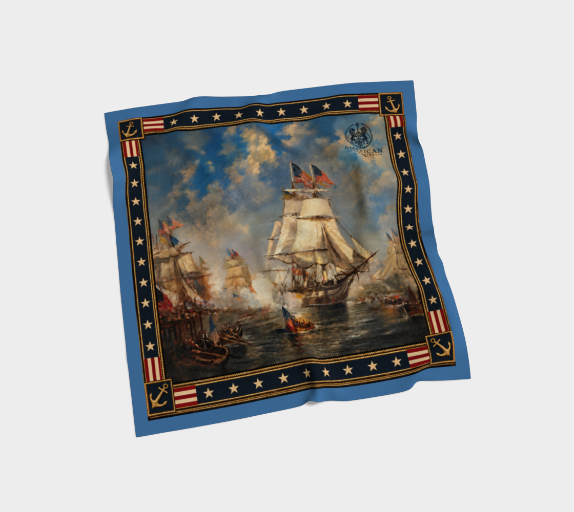 100% Silk Scarf — Return of the Constitution — Sky Blue Border