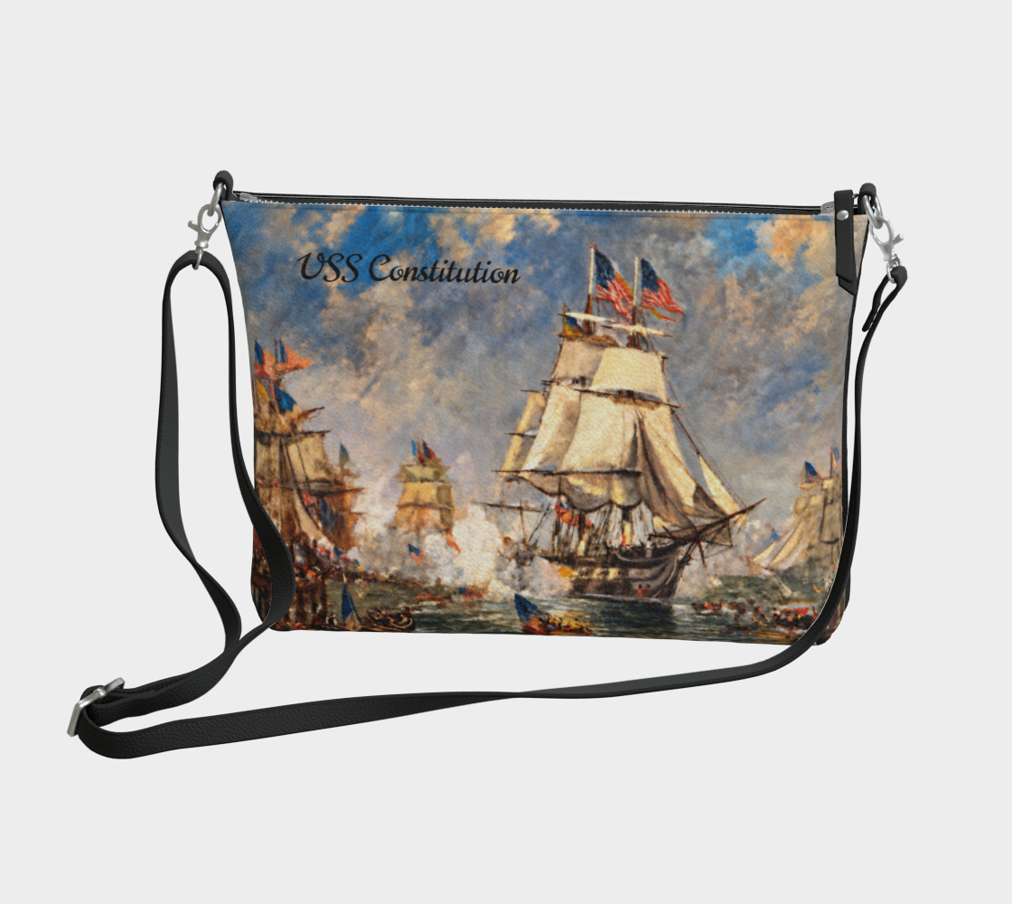 Crossbody Bag — Return of the Constitution with Black Strap, Black And White Emblem Back